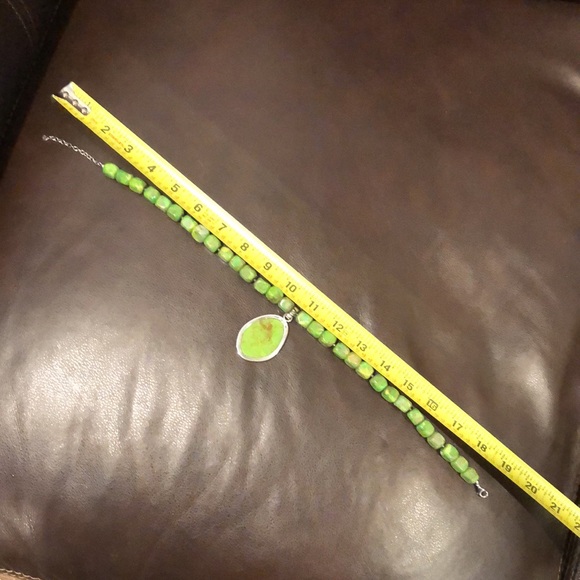 BARSE Sterling Silver Green Turquoise Square Stone Necklace Teardrop Pendant VTG - Picture 13 of 17